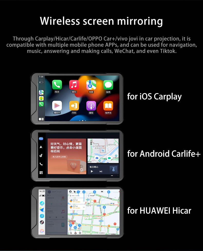 M10 Motorcycle dashcam mobile phone wireless screen carplay tire pressure monitoring