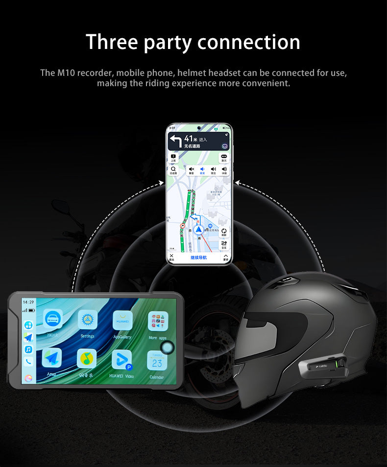 M10 Motorcycle dashcam mobile phone wireless screen carplay tire pressure monitoring