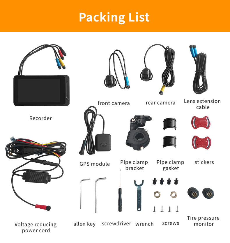 M10 Motorcycle dashcam mobile phone wireless screen carplay tire pressure monitoring