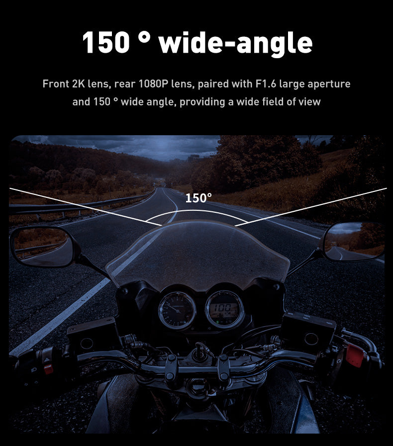 M7Motorcycle riding video recorder HD EIS stabilization 2K+1080P GPS compass altitude speed displya