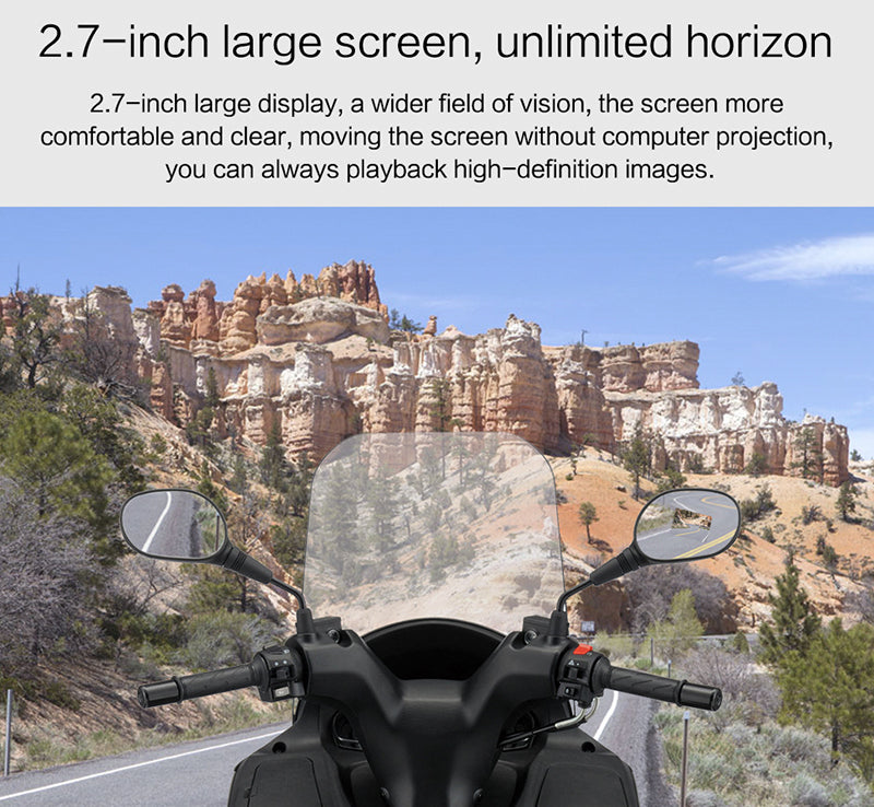 M9 Motorcycle rearview mirror HD night vision dashcam starts the 1080p waterproof dual lens